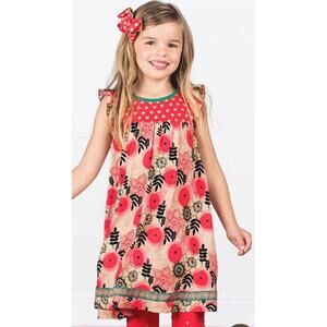 Matilda Jane Girls Size 4 Glad Tidings Flutter Sleeve Dress Tunic